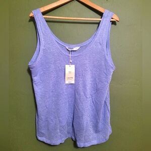 Mango MNG 100% Linen Blue Tank Top - Size M (NWT)